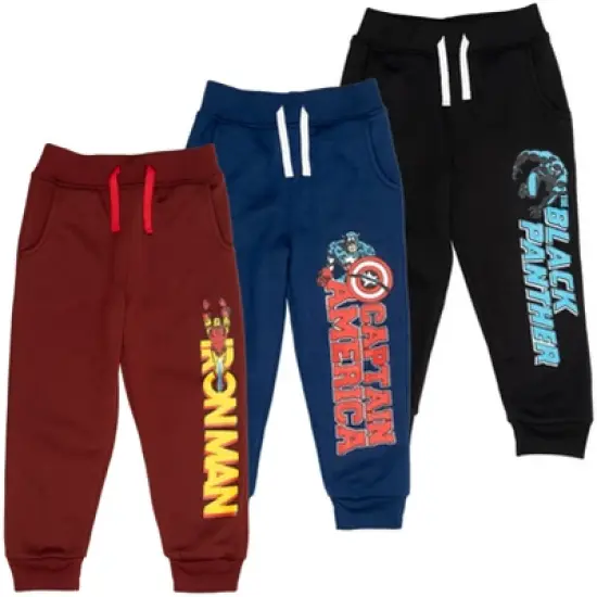 Marvel Avengers Spider-Man Venom Iron Man Thor Fleece 3 Pack Jogger Pants Toddler to Big Kid image {10}