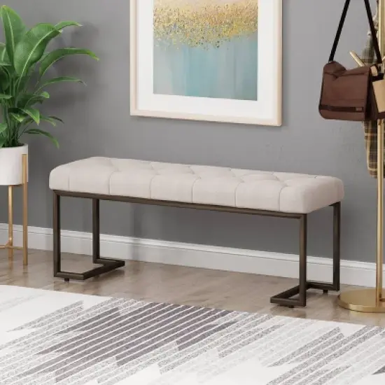 Galileo Modern Bench Beige - Christopher Knight Home image {1}