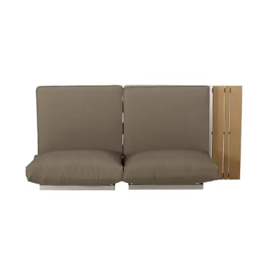 Sterling 4pc Outdoor Aluminum V Shaped 5 Seater Sofa with Cushions - Khaki/Natural - Christopher Knight Home image {8}