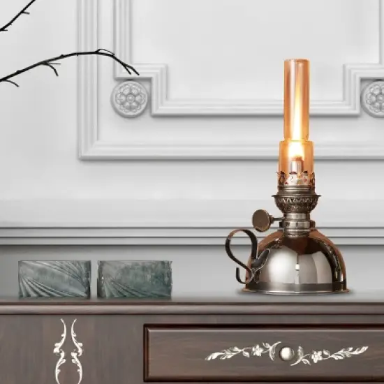 Kings County Tools 9-Inch Tall Nickel Oil Lamp image {7}