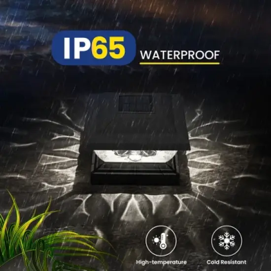 4 Pack Black Low Voltage Solar Powered Integrated LED Fence Post Cap Light 3.5 In. X 3.5 In image {1}