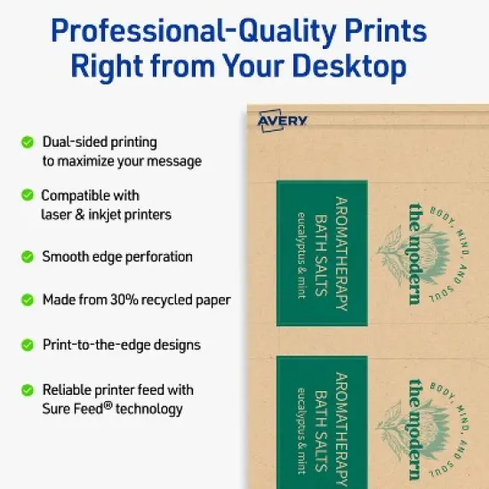 Avery Arched Printable Tags, 2" x 3-1/2", Kraft Brown, 80 Total image {1}