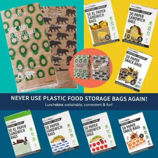 Lunchskins Sandwich Bag and Straw Combo Starter Kit - 5.4oz/25ct image {4}