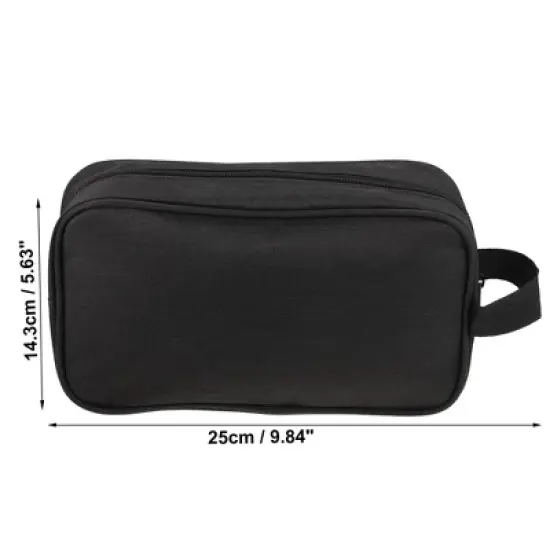 Unique Bargains Portable Oxford Cloth Travel Makeup Organizer Bag Black 1 Pc image {3}