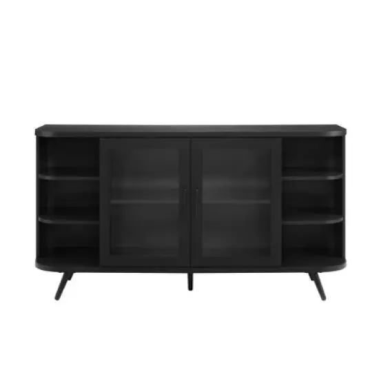 Mid-Century Modern Glass Double Door Curved Sideboard - Saracina Home image {2}