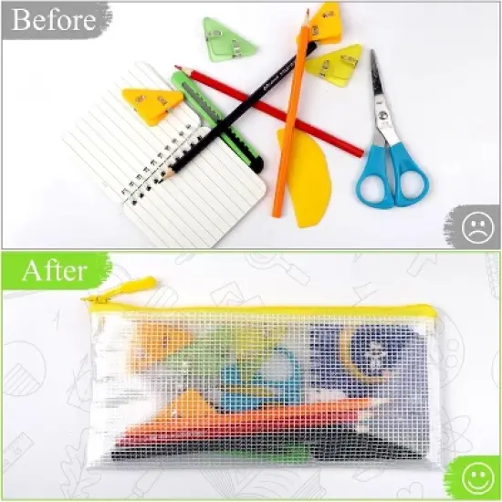 48 Pack Mesh Zipper Pouch Bags - Small, Clear Pencil Pouch Bulk, Travel Storage image {4}