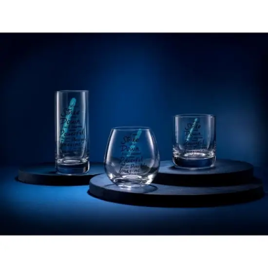 JoyJolt Star Wars New Hope Obi-Wan Kenobi Blue Lightsaber Stemless Drinking Glass - 15 oz - Set of 2 image {5}