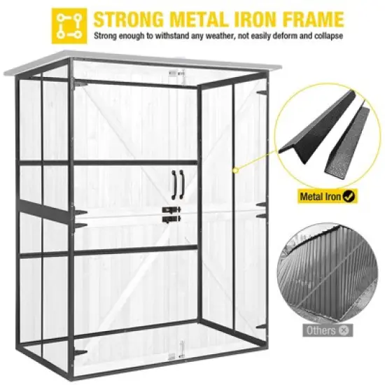 Aivituvin Wooden Garden Shed with Metal Frame | Adjustable Shelf for Outdoor Storage-AIR98/99 image {10}