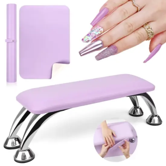 SAVILAND Pro Ergonomic Nail Armrest - Purple Vegan Leather Cushion Pillow for Manicure Tech Station. image {7}