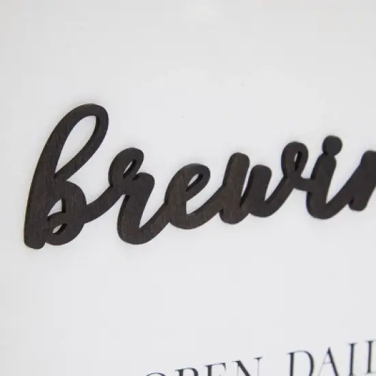 Farmlyn Creek Brewing Station Sign for Kitchen, Wooden Farmhouse Coffee House Bar Wall Decor with Hooks, 16 x 9 In image {4}