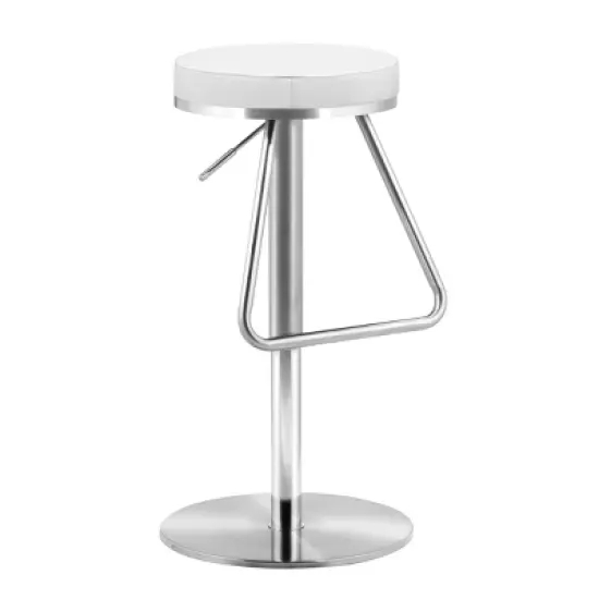 22" Nostalgic Plush Adjustable Barstool White - ZM Home image {1}
