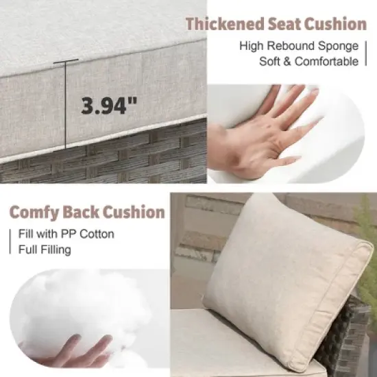 Tenaya 10pc Wicker Outdoor Patio Furniture Set Conversation Sofa with a Metal Fire Pit, Swivel Chairs and Cushions image {13}