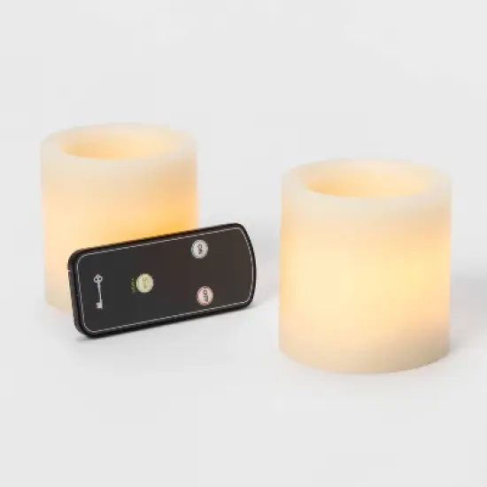 2pk 3" x 3" LED Flameless Black Wick Candle Cream - Threshold&trade; image {2}