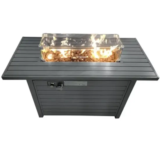 11'' H x 42'' L Steel Propane Outdoor Fire Pit Table with Lid image {5}