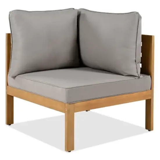 Merax 4-Piece Acacia Wood Outdoor Sofa Set with a Coffee Table and Adjustable Foot Pads image {7}