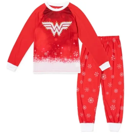 DC Comics Justice League Wonder Woman Girls Pullover Pajama Shirt and Pants Sleep Set Little Kid to Big Kid  image {8}