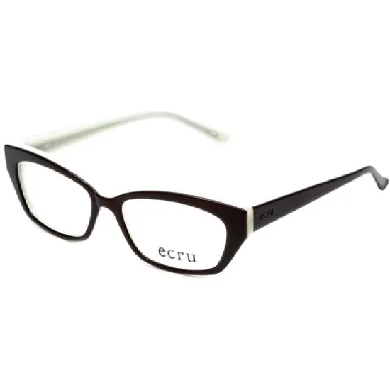 Ecru Authentic Designer Reading Glasses Bowie-002-50mm Brown Layered Ivory White image {7}