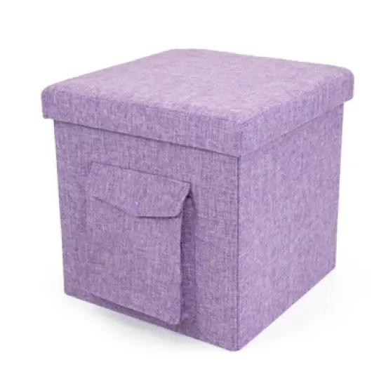 Folding Storage Ottoman with Exterior Multi Purpose Pocket - Humble Crew image {4}