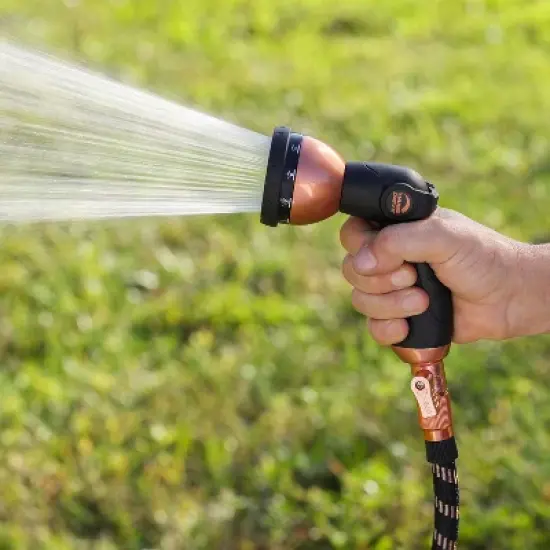 As Seen on TV 50' Pocket Hose Copper Bullet Thumb Spray Nozzle Black Expandable Hose image {2}