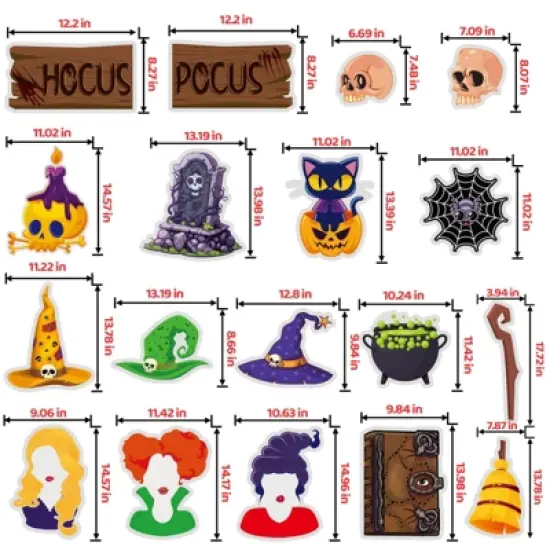 FUN LITTLE TOYS 18 PCS Halloween Witch Theme Decor Including Skull, Black Cat, Pumpkin for Halloween Decorations Party Suppliers image {5}