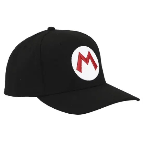 Super Mario Brothers Mario Embroidered Symbol Black Snapback Hat for mens image {2}
