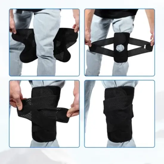 Unique Bargains Knee Brace Compression Sleeve with Side Stabilizers Breathable Adjustable for Unisex 1 Pcs image {3}