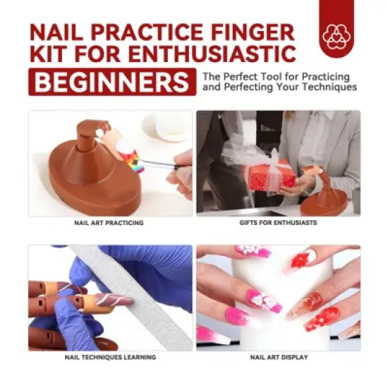 SAVILAND Pro Adjustable Nail Training Finger - Replaceable Tip Mannequin with 20+ Practice Tips & Essential Tools Kit. image {6}