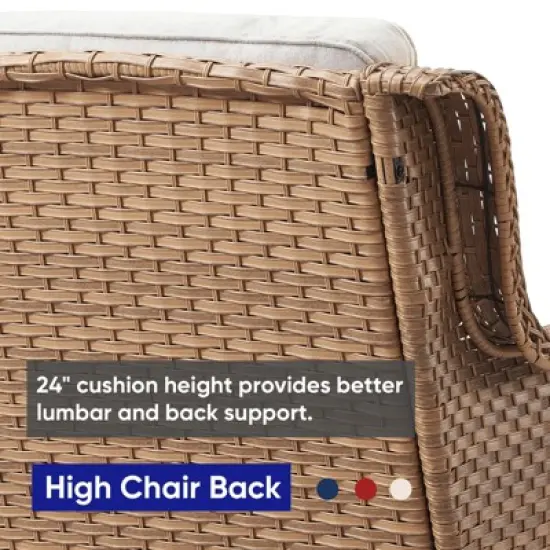 POCASSY 50" Wide Wicker Outdoor Loveseat Sofa with Weather Resistant Yellow Rattan for Porch, Balcony image {6}