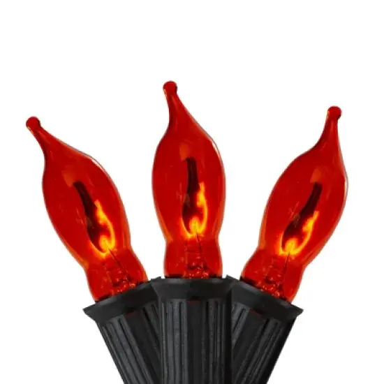 Northlight Flickering Flame C7 Christmas Lights - Orange - 9' Black Wire - 10ct image {2}
