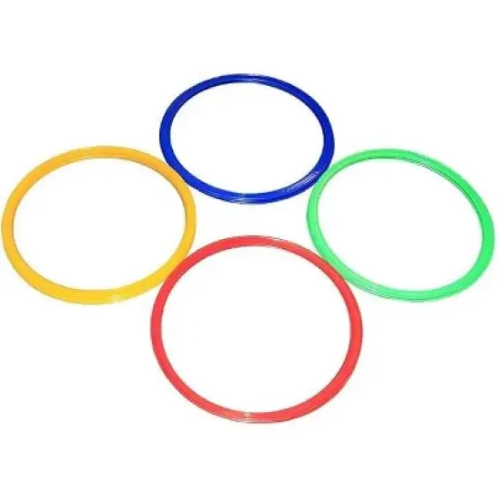 Amber Fight Gear Speed Agility Circles for Trainers, Gyms, Athletics, 4 Assorted Colors, Red, Yellow, Blue, and Green (Set of 12) 18 inch image {1}