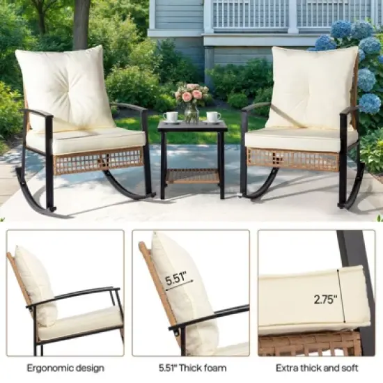 Karl Home Patio 3-Piece Wicker Rocking Conversation Set image {6}