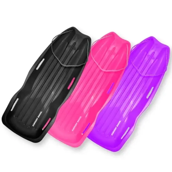 Slippery Racer Downhill Xtreme Flexible Adults and Kids Plastic Toboggan Snow Sled for 2 Riders with Pull Rope (3 Pack) image {13}