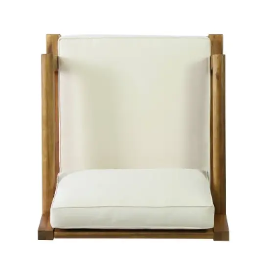Christopher Knight Home Rossville Acacia Wood Outdoor Patio Club Chair with Cushions Teak/Beige image {8}
