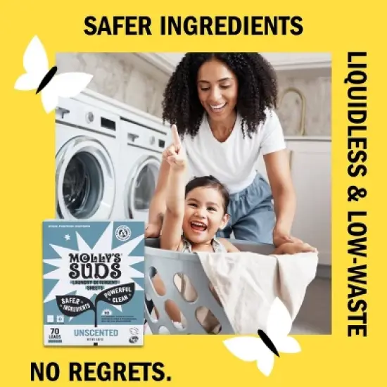 Molly's Suds Laundry Detergent Sheets - Unscented - 70 Loads image {3}