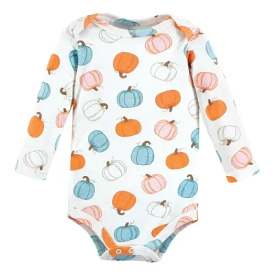 Hudson Baby Infant Girl Cotton Long-Sleeve Bodysuits, Happy Fall 7-Pack image {3}