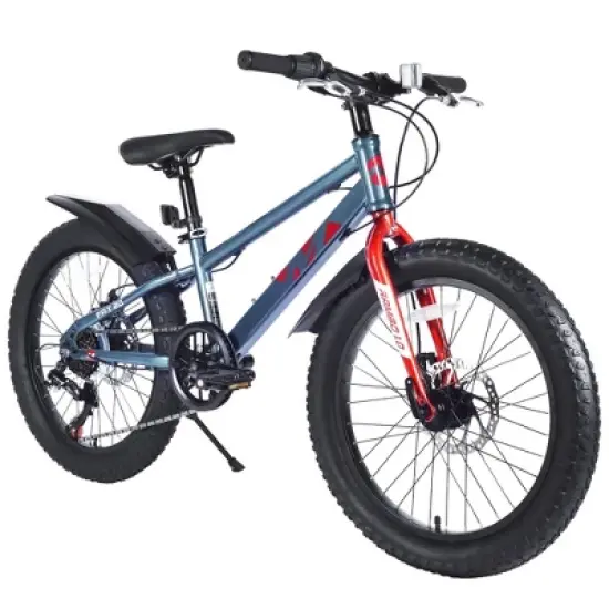 NAYSAYE Bicycle 20 Inch Fat Tire Mountain Bike 7 Speed for Adults Ideal for Beach and Snow, Gray, 55.12"22.83"32.68" image {5}