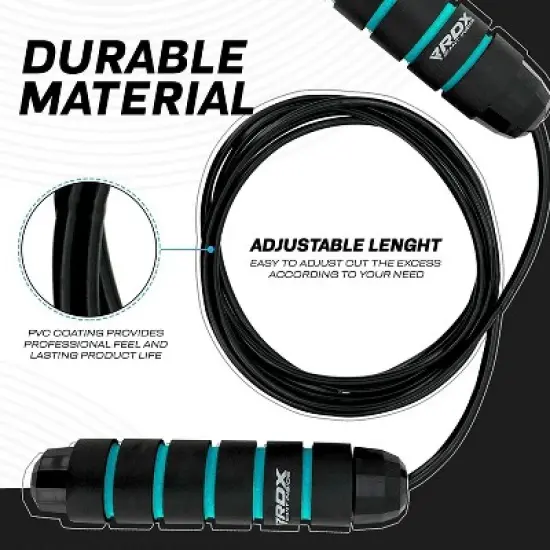 RDX Sports Skipping Rope with Soft Memory Foam Handles, 10.3FT Adjustable Tangle-Free PVC Coated Steel Jump Cable, Fat Burning Yoga Fitness MMA image {2}