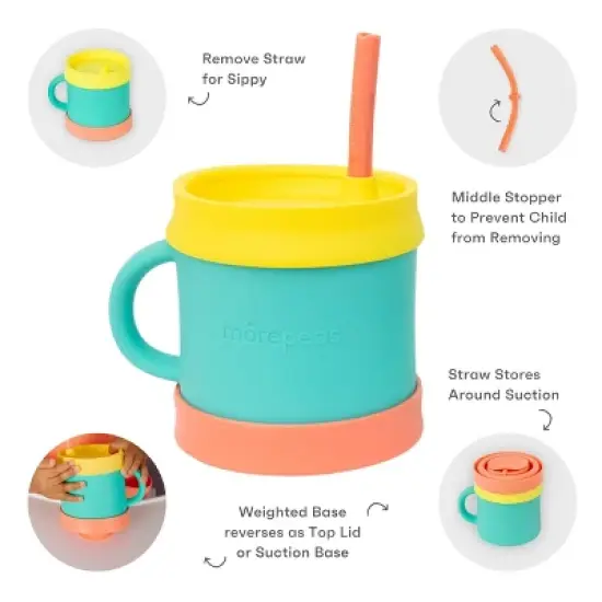 morepeas Everything Sippy Cup Sherbert - Teal Green image {1}