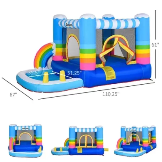 NAYSAYE Above Ground Pool Inflatable Bounce Pool Fun Play Design for Kids Outdoor Backyard Use, Multicolor, 110.30"*67.00"*61.00" image {4}