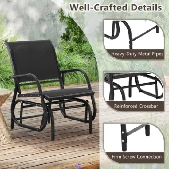 Tangkula Rocking Chair w/ Study Metal Frame Comfortable Single Glider Patio Chair image {7}