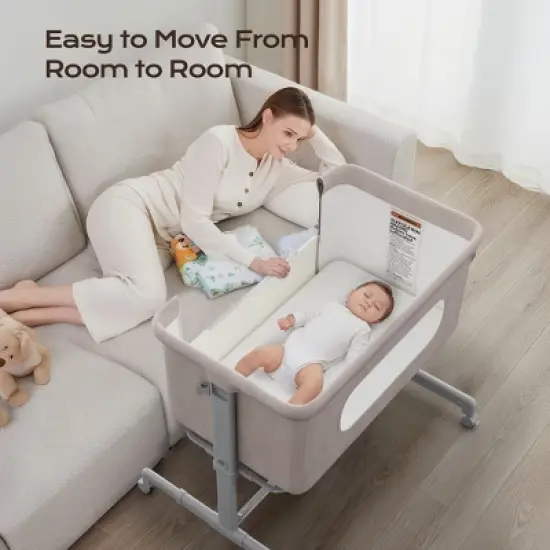 BabyBond 3-in-1 Baby Bassinet with Comfy Mattress, Wheels & 6 Height Adjustments image {2}