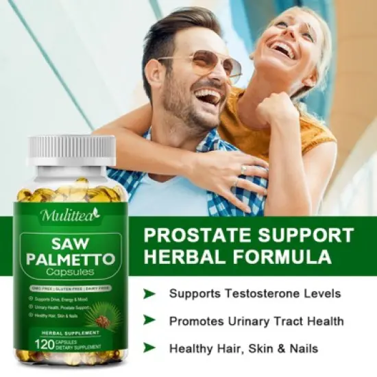 Mulittea Saw Palmetto 500mg Prostate Health Supplements, Hair Loss Prevention for Men and Women, 120ct image {4}