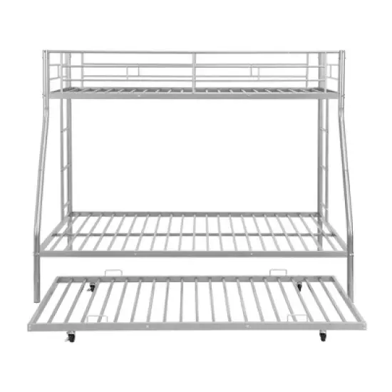 Twin over Full Steel Bunk Bed with Twin Size Trundle Bed and Two-Side Ladders-ModernLuxe image {6}