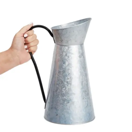 Juvale Rustic-Style Galvanized Pitcher Vase with Handle, Metal Watering Can for Farmhouse-Style Home Decor, Table Centerpieces, 12 In image {4}