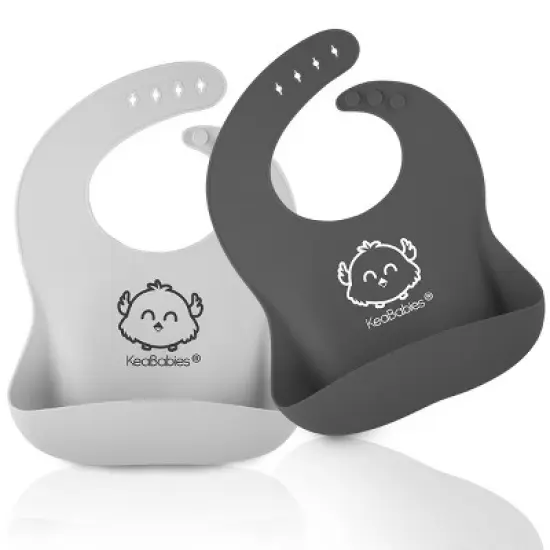 KeaBabies 2-Pack Silicone Bibs For Babies, Food Grade Silicone Baby Bibs for Eating, Feeding, Toddler Bibs, Boys, Girls image {12}