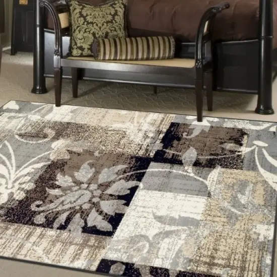 Contemporary Floral Patchwork Indoor Area Rug or Runner by Blue Nile Mills image {1}