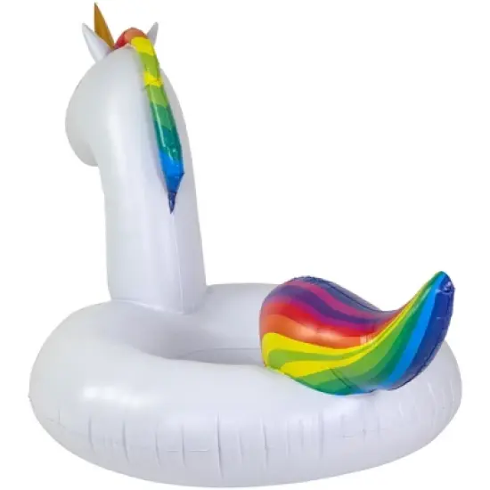 Northlight 68" Rainbow Unicorn Inflatable Swimming Pool Tube Ring Float image {3}
