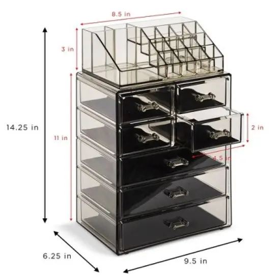 Sorbus Clear Cosmetic Makeup Organizer Case & Display - Spacious Design - Great for Dresser, Bathroom, Vanity & Countertop image {6}
