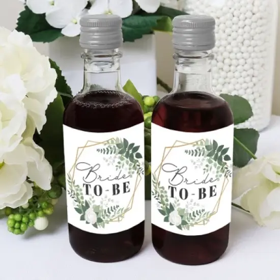 Big Dot of Happiness Boho Botanical Bride - Mini Wine & Champagne Bottle Label Stickers - Greenery Bridal Shower & Wedding Party Favor Gift for 16 Ct image {3}