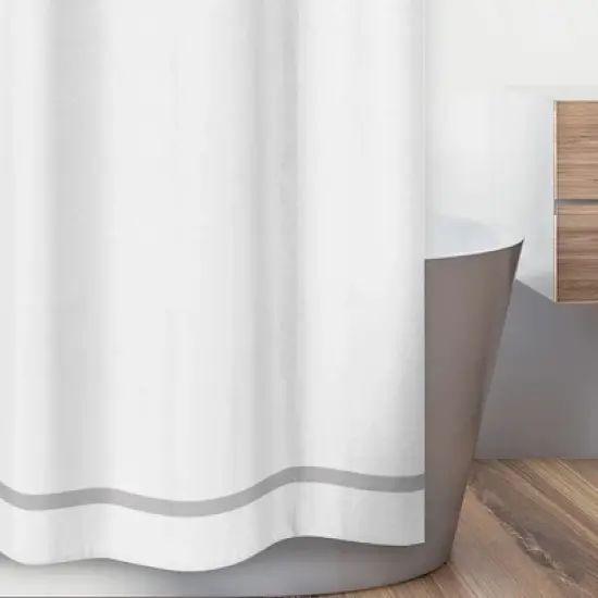 Sweet Jojo Designs Shower Curtain 72in.x72in. Hotel White and Gray image {2}